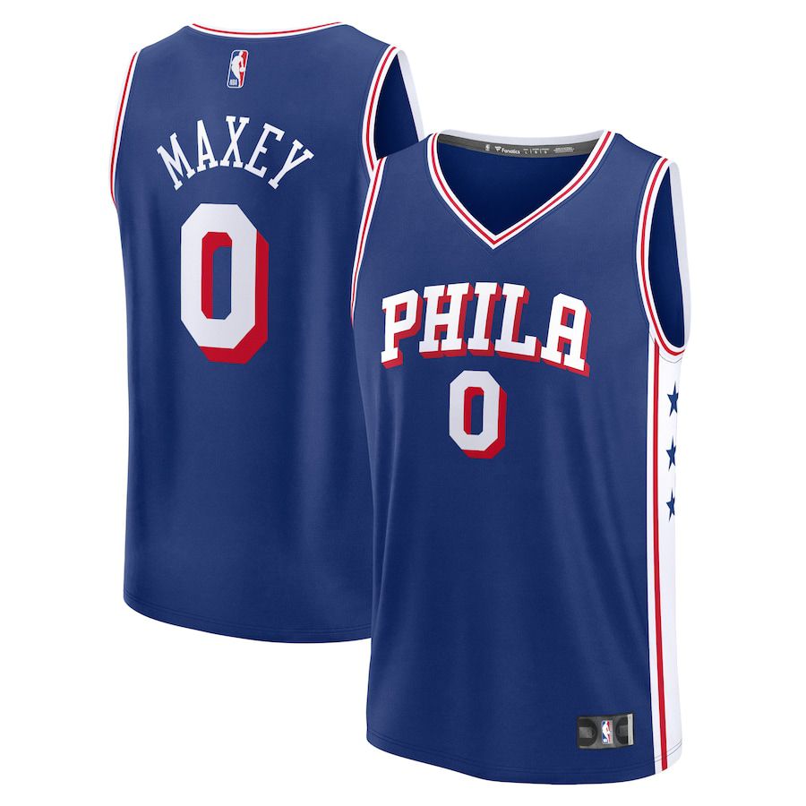 Men Philadelphia 76ers #0 Tyrese Maxey Fanatics Branded Royal Icon Edition 2023-24 Fast Break Replica NBA Jersey->philadelphia 76ers->NBA Jersey